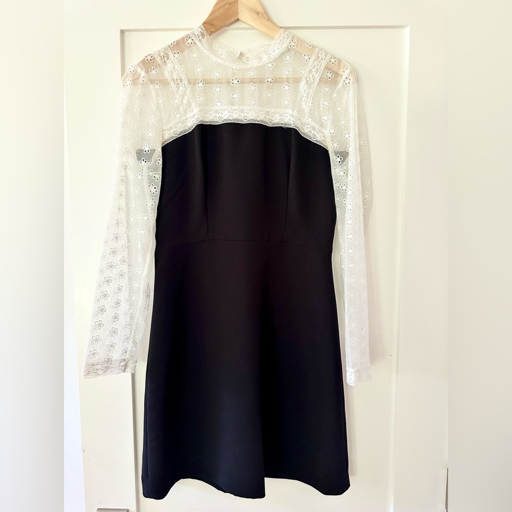 Sandro Black Dress with Lace Sleeves size small (36)